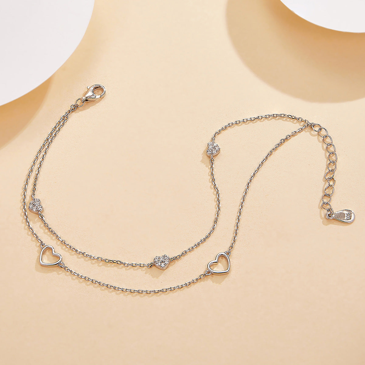 Full Zircon Heart Bracelet - S925 Silver Sweet Valentines Gift
