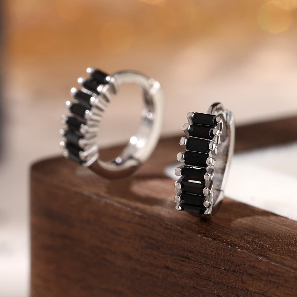 Color Zircon Hoop Earrings - 925 Silver Dopamine Niche Jewelry