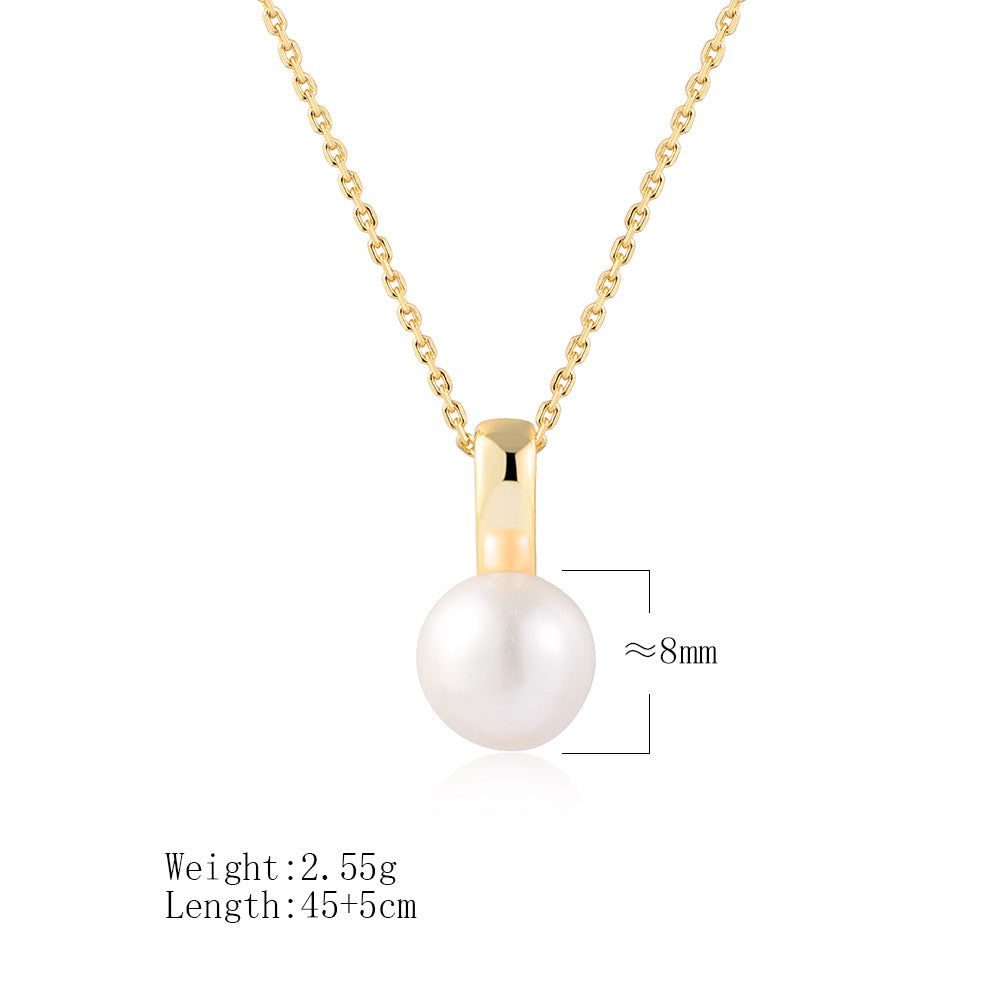 925 Sterling Silver Natural Freshwater Pearl Pendant Necklace, Light Luxury Ins Style Jewelry
