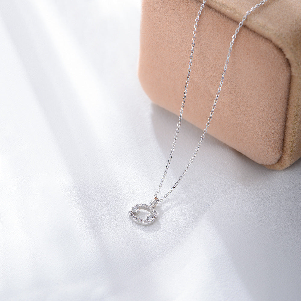 925 Sterling Silver Twelve Zodiac Diamond Pendant Necklace, Fashionable Viral Wish Amazon Hot Selling Jewelry