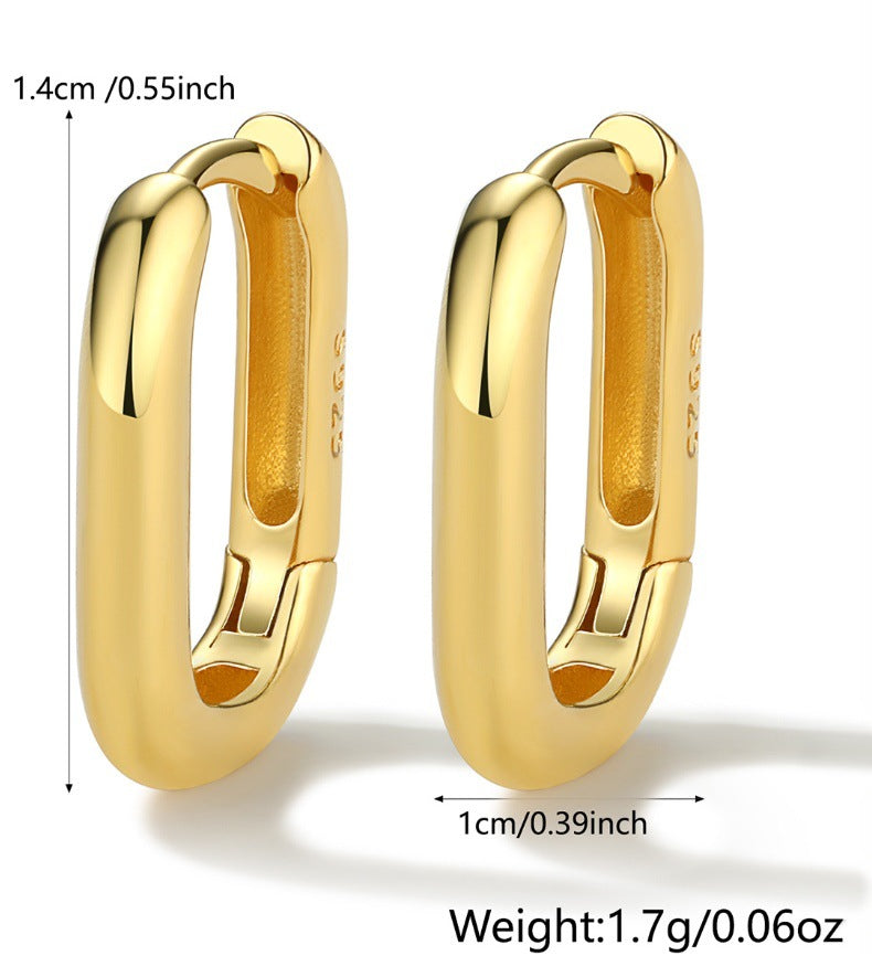 Oval Hoop Ear Cuffs - S925 Silver Minimalist Light Luxury