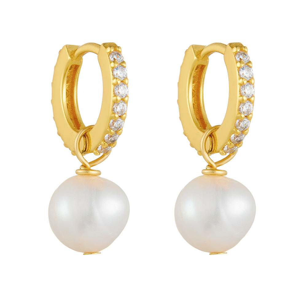 Sterling Silver Elegant Pearl Dangle Earrings for Women, Timeless Graceful Style
