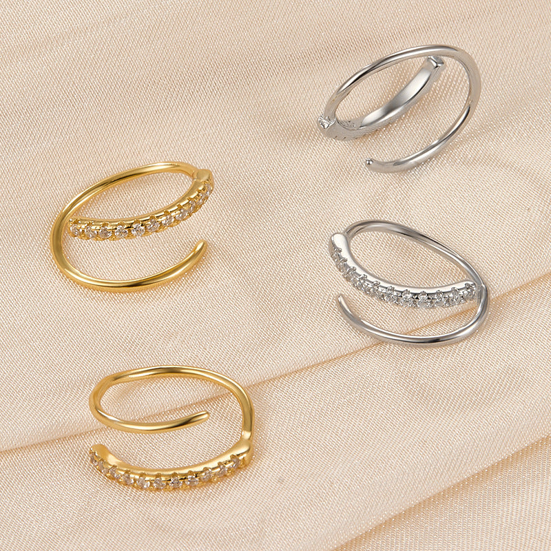 Zircon Hoop Earrings - 925 Silver Minimalist Niche Jewelry