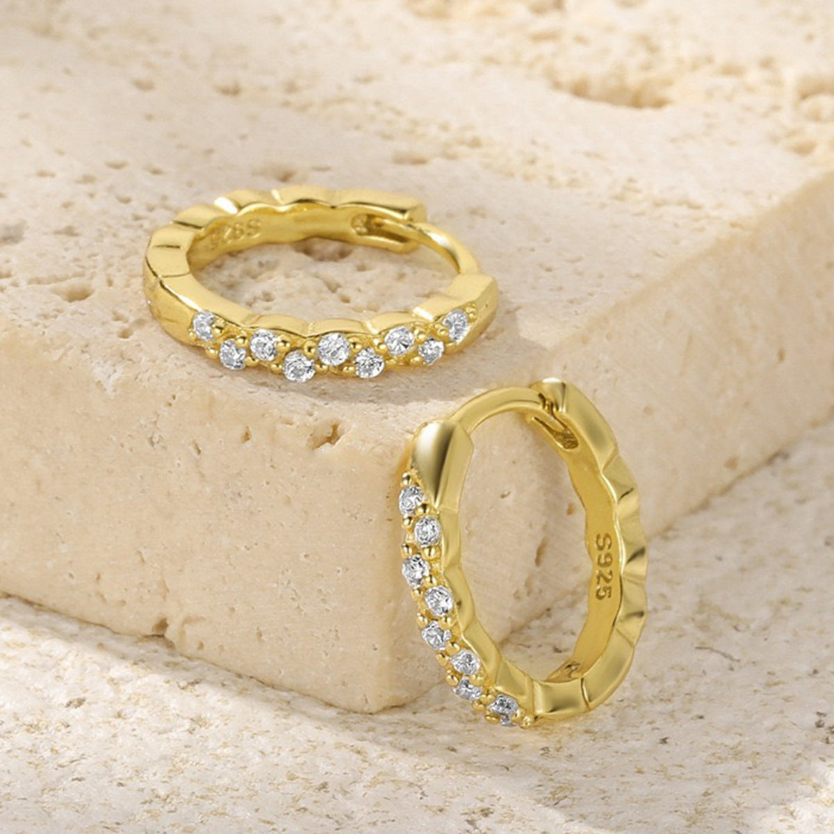 Diamond Hoop Earrings - S925 Silver Geometric Niche Ear Jewelry