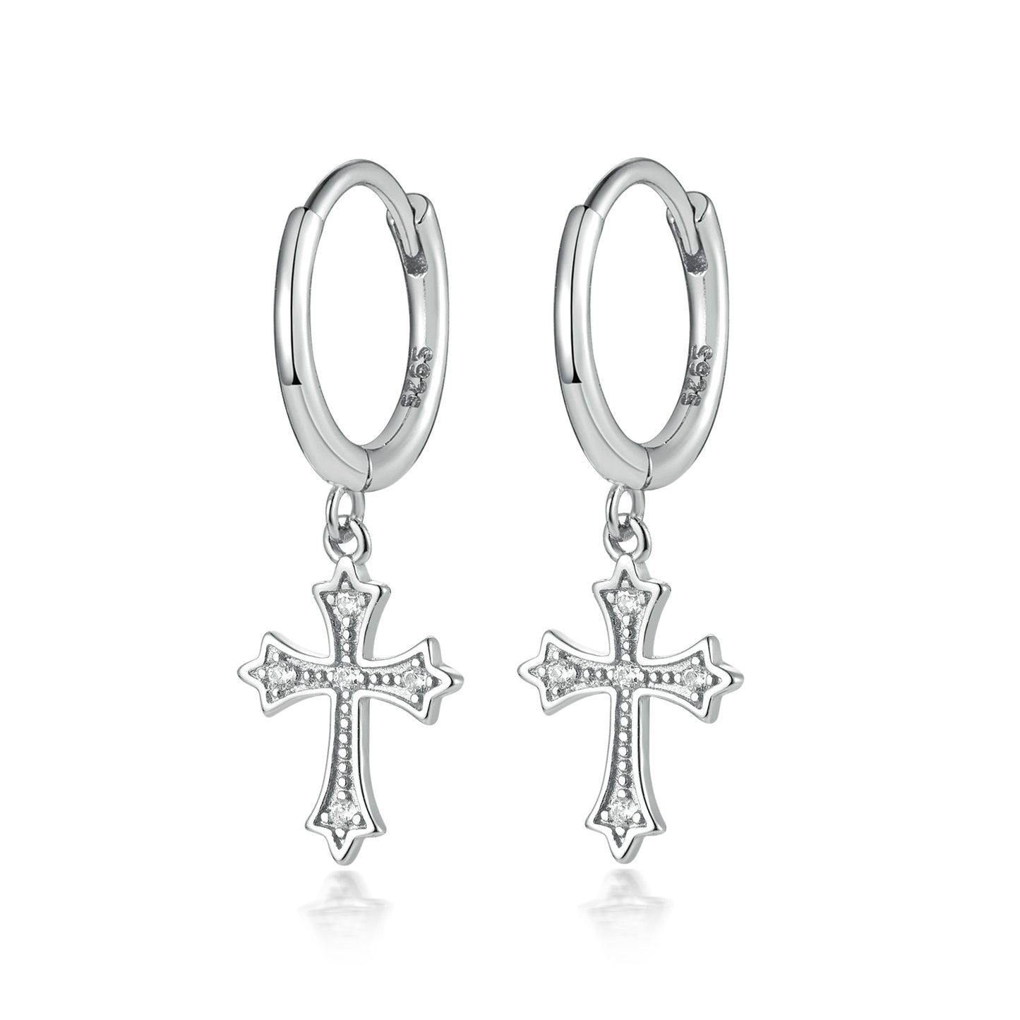 Micro-Inlaid Cross Earrings - S925 Sterling Silver Fashion Personalized Jewelry