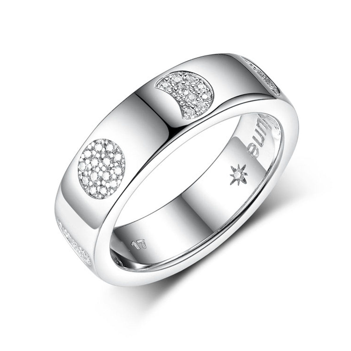 Star Moon Ring - 925 Silver Octagram Zircon Light Luxury Jewelry