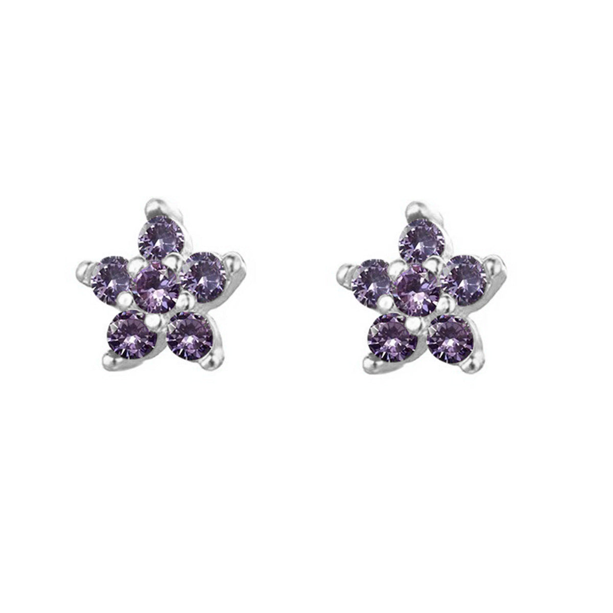 Plum Blossom Earrings - S925 Silver Sweet Diamond Petal Studs