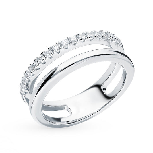 Double Row Zircon Ring - S925 Silver Office Classic Minimalist