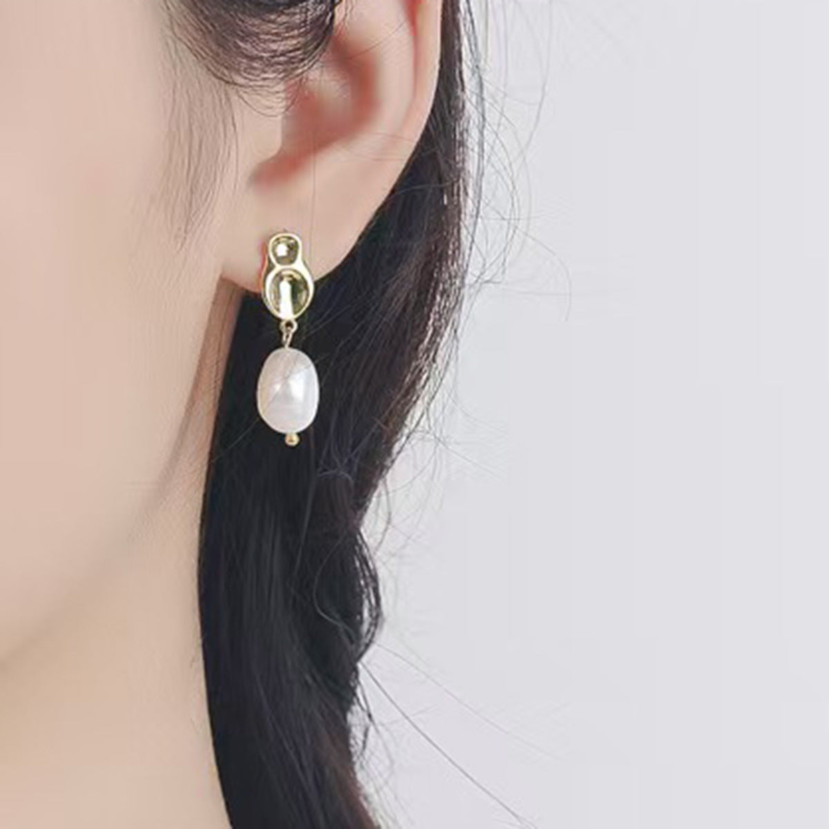 Geometric Pearl Earrings - S925 Silver Elegant Forest Banquet