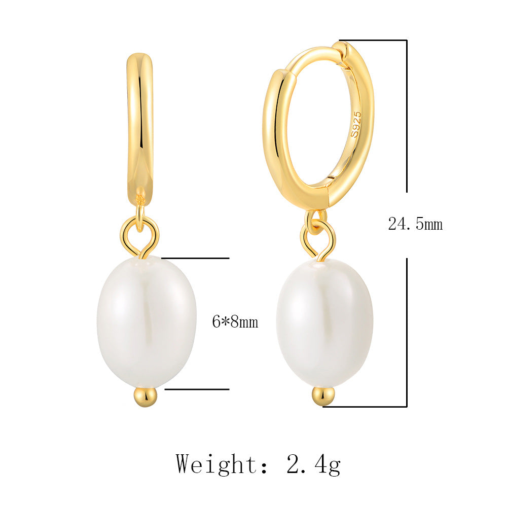Sterling Silver Elegant Pearl Studs for Women, High-End Chic Versatile Accessory