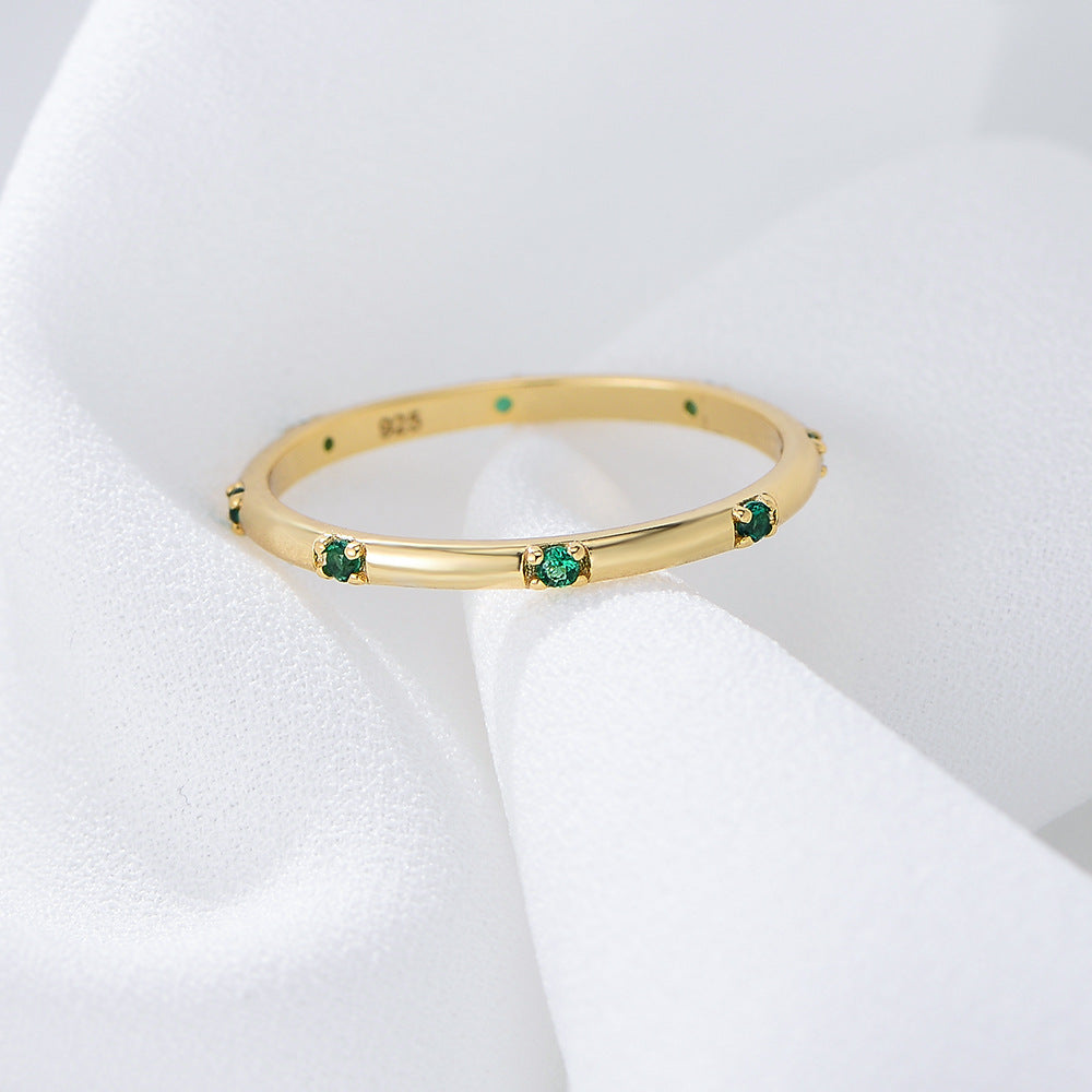 925 Sterling Silver Zirconia Band Ring, Minimalist Sparkling Jewelry