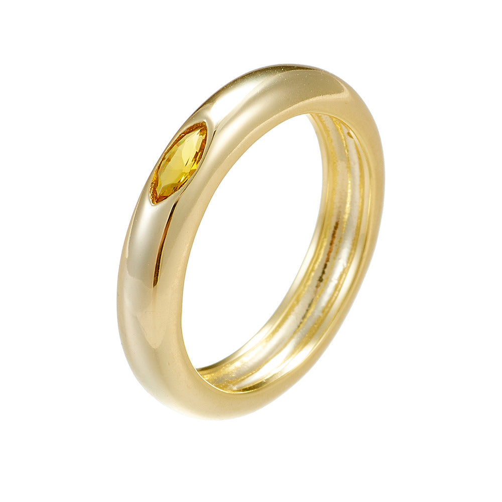 S925 Silver Yellow Crystal Sparkling Ring - Unique Modern Aesthetic Finger Jewelry