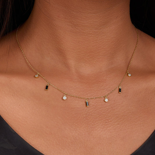 Geometric Fringe Necklace - S925 Silver Square Circle Layered Chain