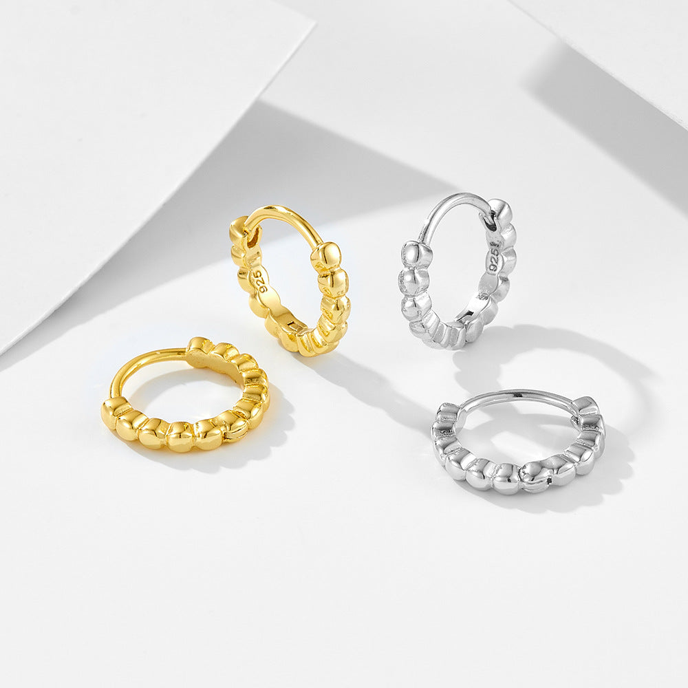 S925 Silver Retro Geometric Circle Hoops - High-End Aesthetic Huggie Earrings