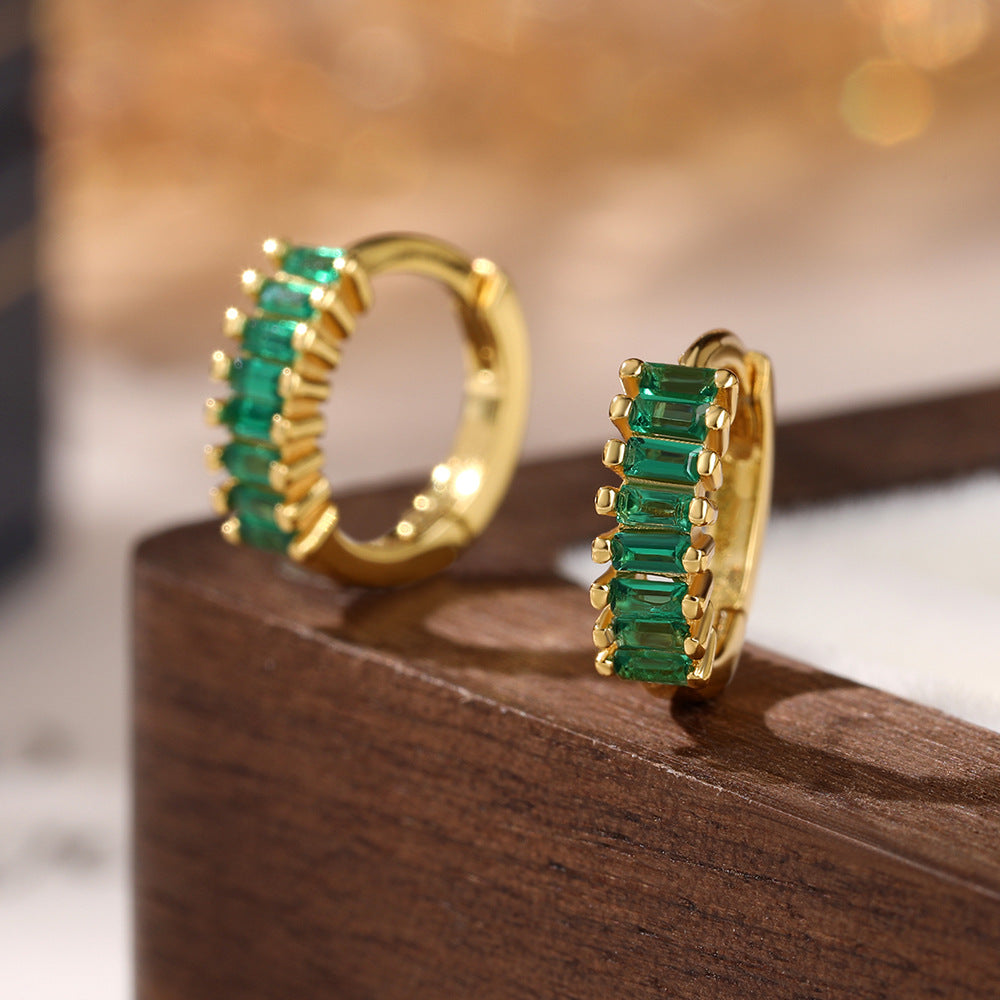 Color Zircon Hoop Earrings - 925 Silver Dopamine Niche Jewelry