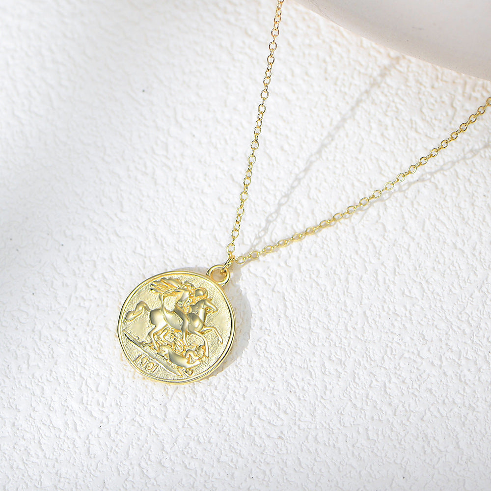 Sterling Silver Elegant Queen Portrait Coin Necklace for Women, Versatile Aesthetic Accessory