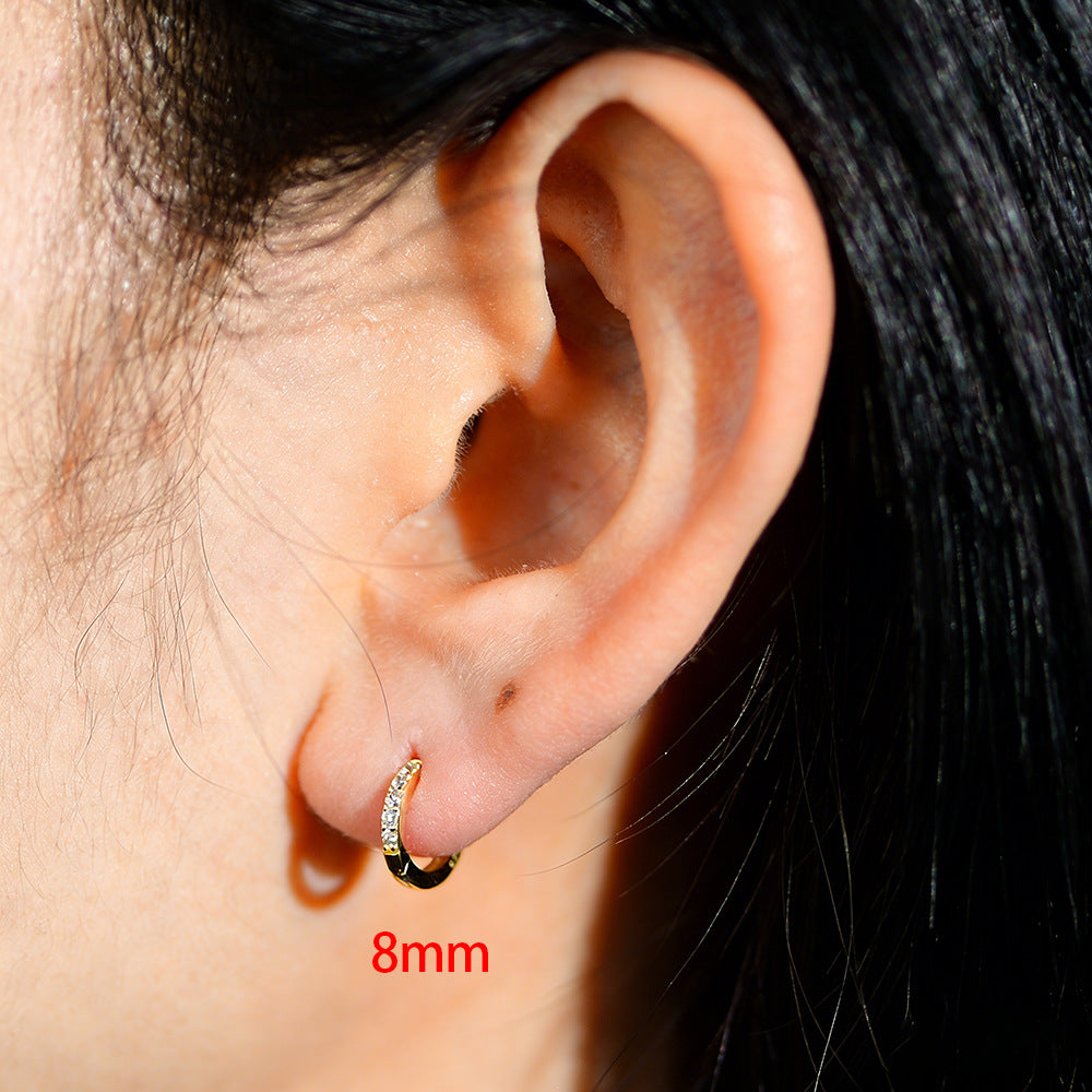 925 Sterling Silver Zirconia Huggie Hoop Earrings, Classic Round Geometric Cartilage Jewelry