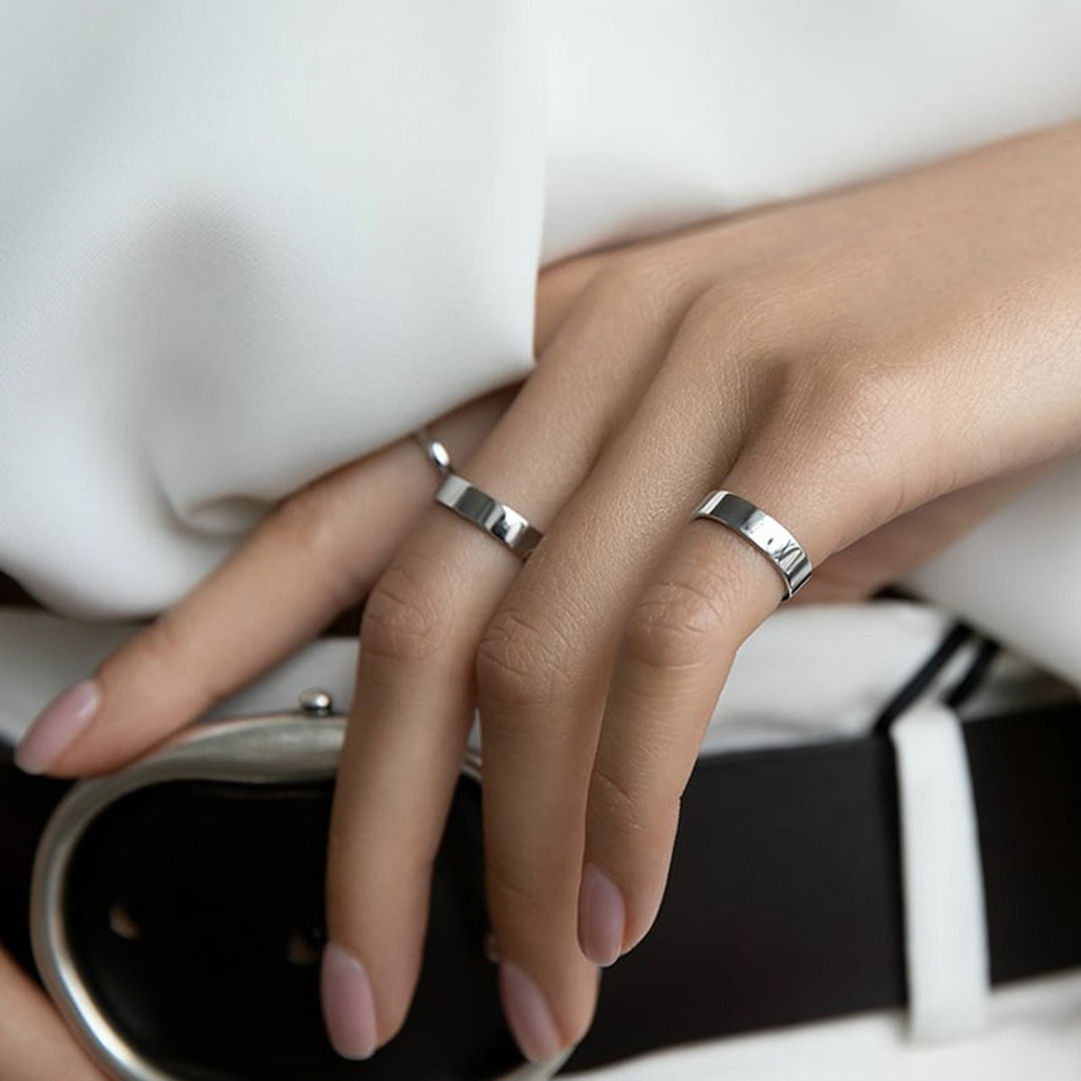 Custom Logo Silver Band Ring - 925 Sterling Silver Minimalist Niche