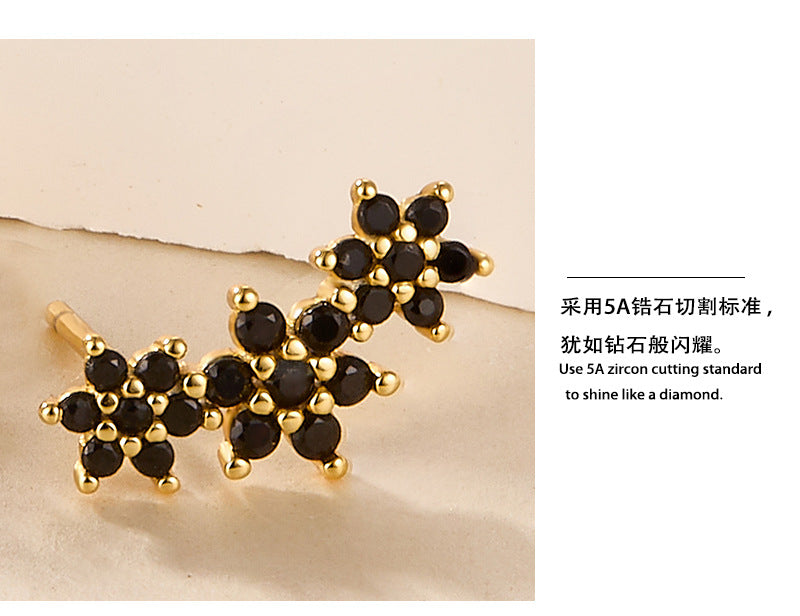 INS Style Floral Stud Earrings | S925 Sterling Silver with Zircon Inlay