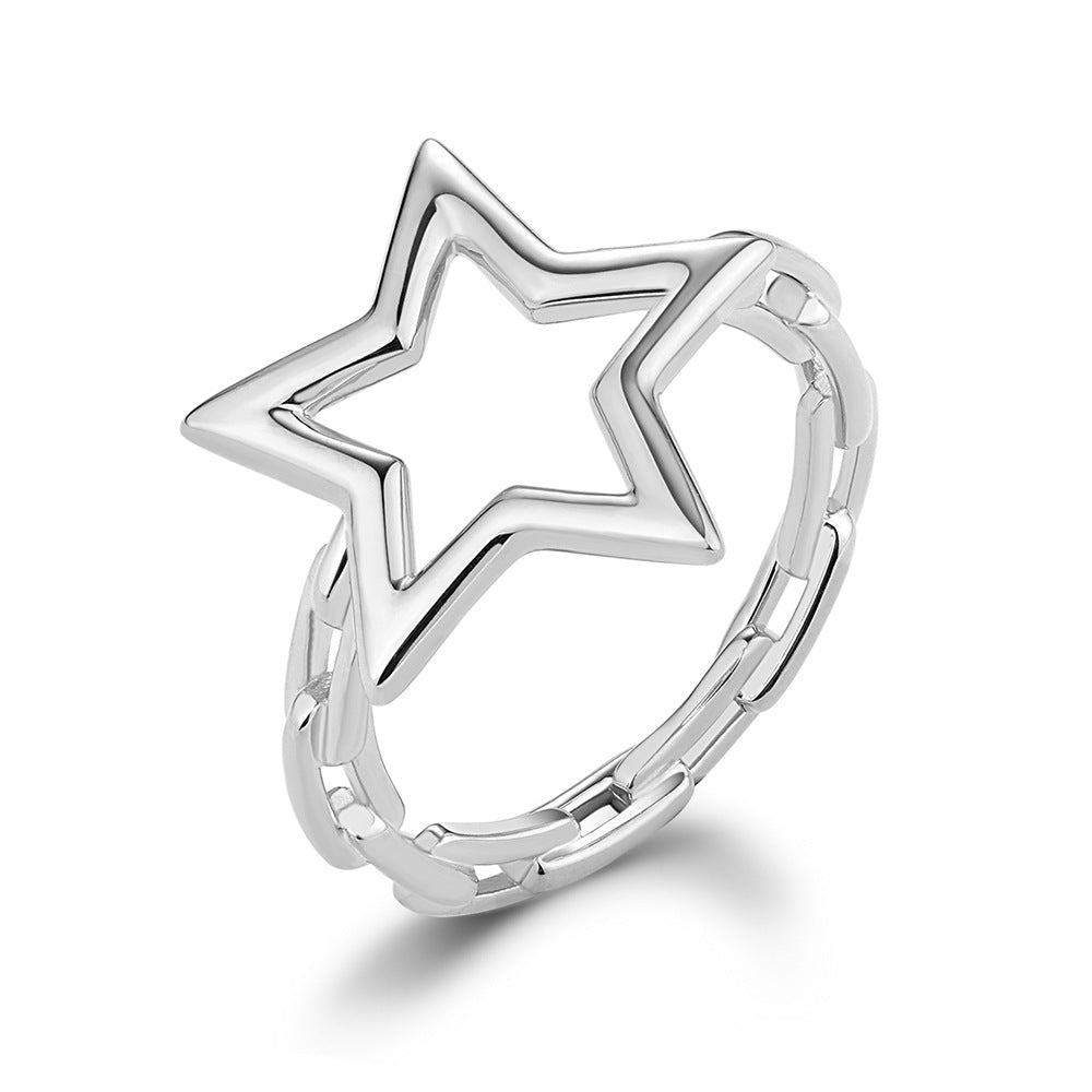 Star Moon Geometric Ring - 925 Silver Minimalist Wholesale Jewelry