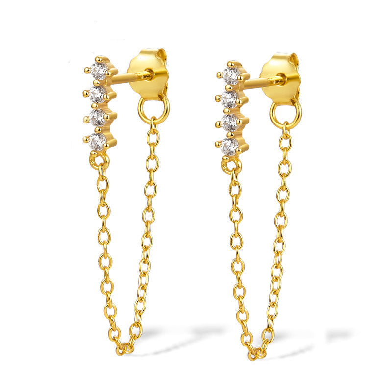 Diamond Fringe Earrings - S925 Silver Long Light Luxury Niche