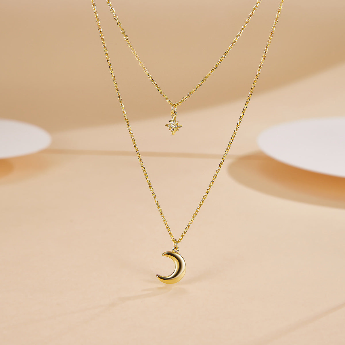 Star Moon Double Necklace - S925 Silver Sweet Best Friend Gift