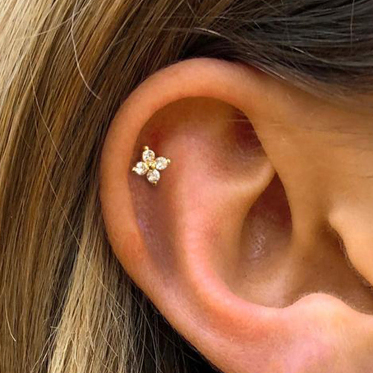 Vintage Floral Stud Earrings - S925 Solid Sterling Silver Zircon Ear Jewelry