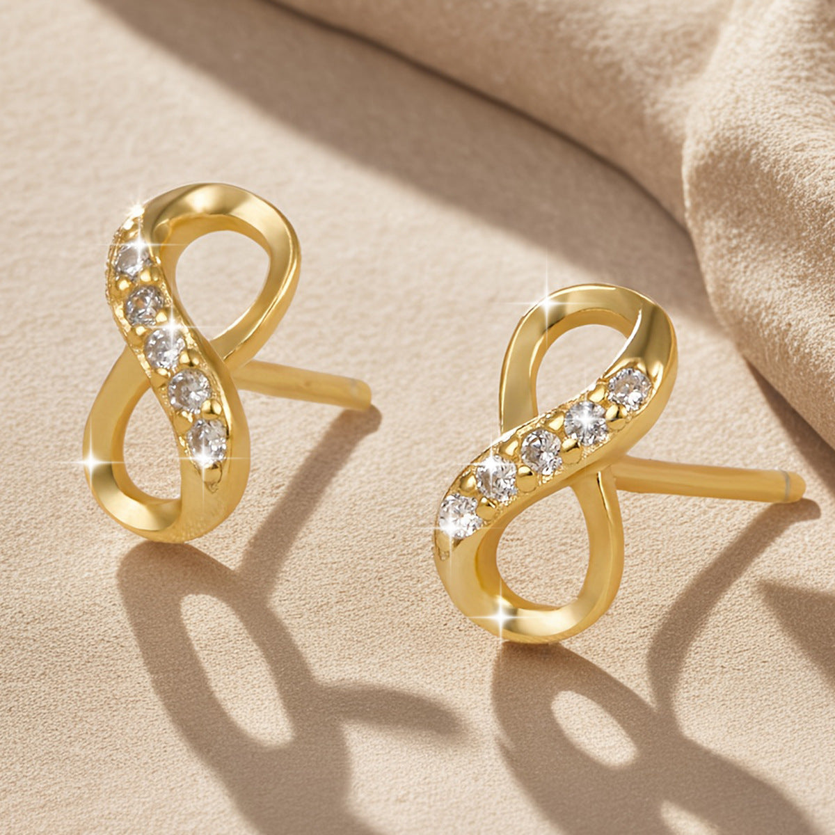 Infinity Zircon Studs - 925 Silver Minimalist Light Luxury Wholesale
