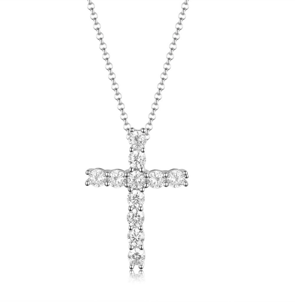 S925 Silver Cross Necklace | Christian Collarbone Chain | Niche Women‘s Jewelry