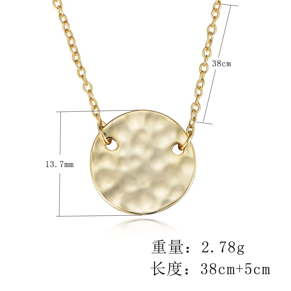 925 Sterling Silver Hammered Coin Necklace, Vintage Round Pendant