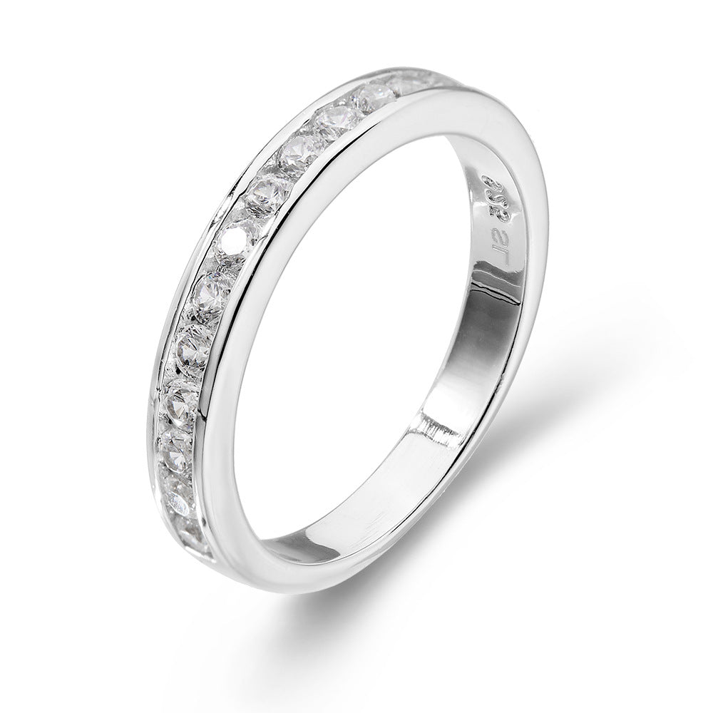 925 Sterling Silver 2mm Zirconia Eternity Ring, Minimalist Daily Jewelry