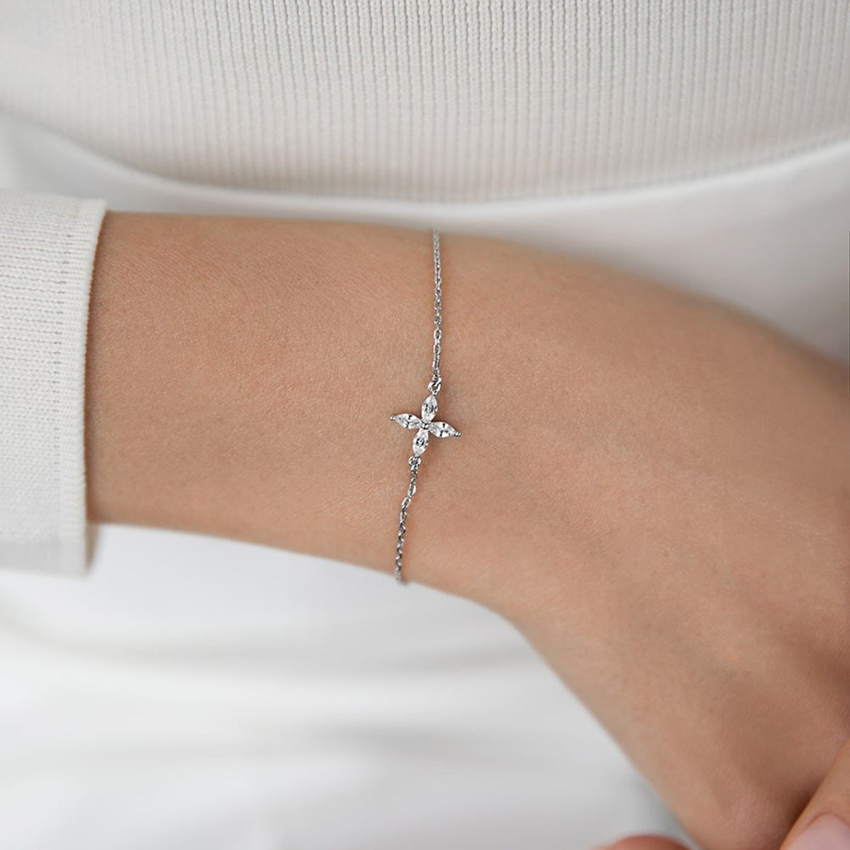 Butterfly Jewelry Set - 925 Silver Flower Pendant Necklace Bracelet