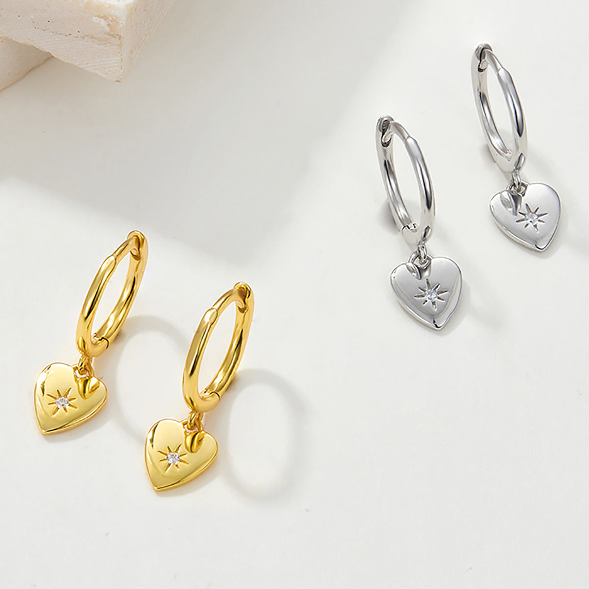 Heart Ear Cuffs - 925 Silver Stackable Light Luxury Wholesale