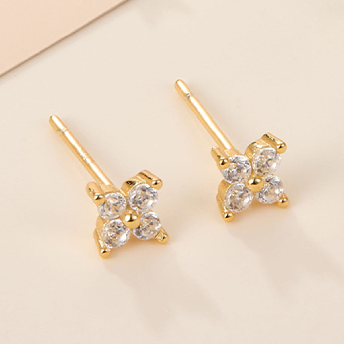Vintage Floral Stud Earrings - S925 Solid Sterling Silver Zircon Ear Jewelry