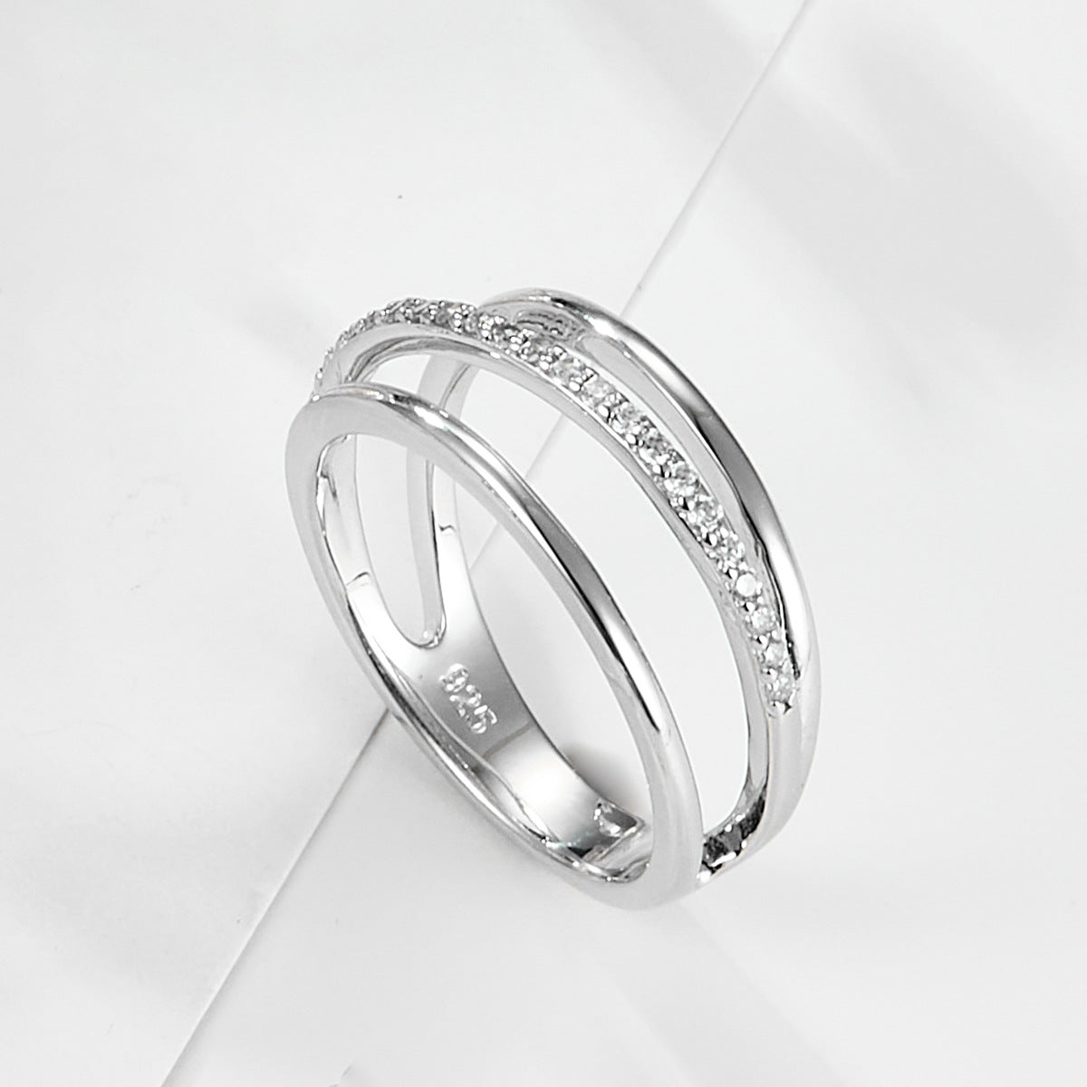 Triple Cross Zircon Ring - S925 Sterling Silver Light Luxury Wholesale