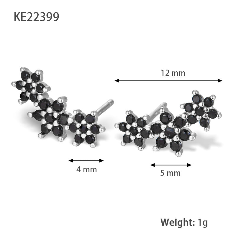INS Style Floral Stud Earrings | S925 Sterling Silver with Zircon Inlay
