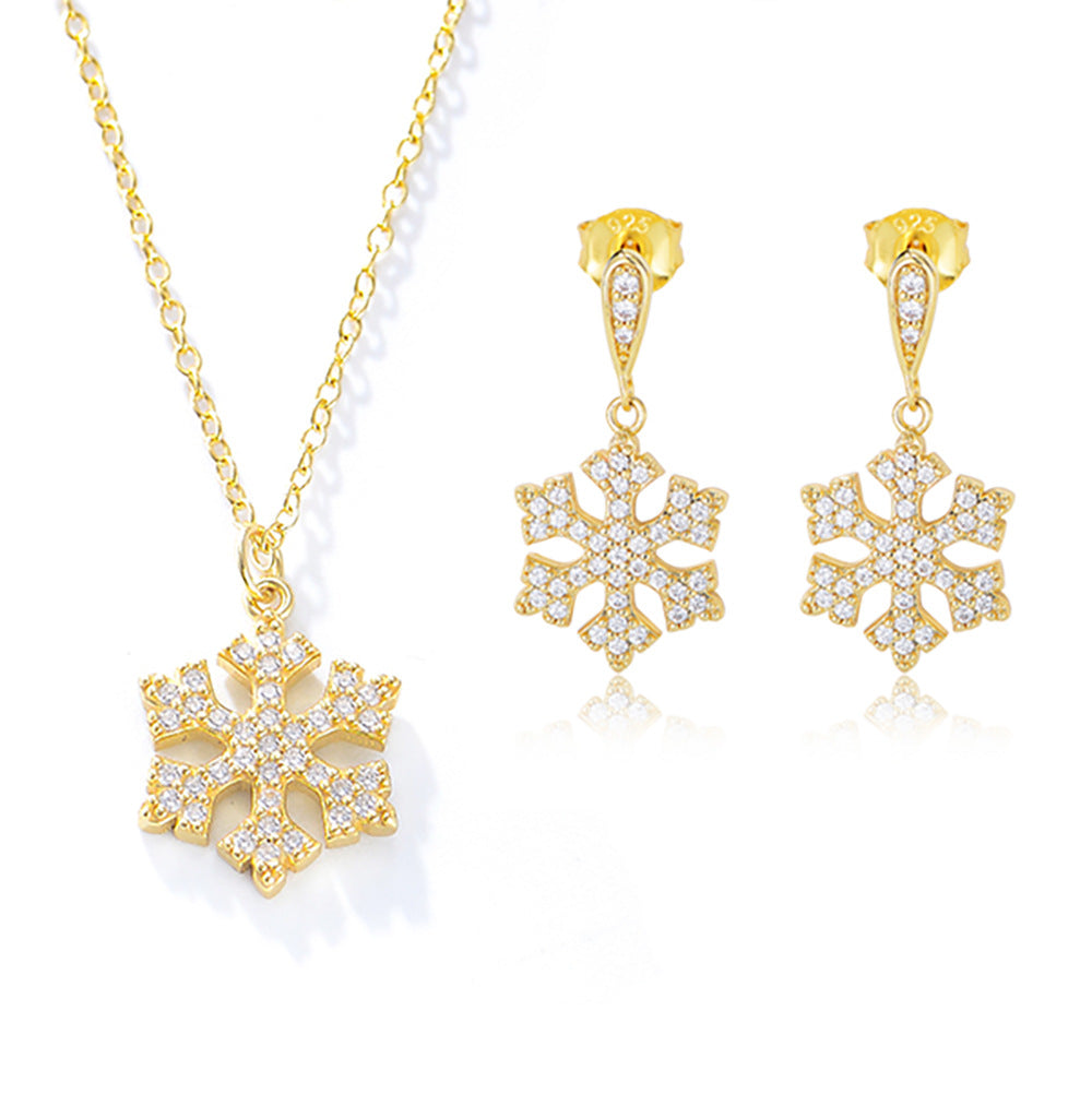925 Sterling Silver Snowflake Pendant Necklace, Sparkling Zirconia Jewelry