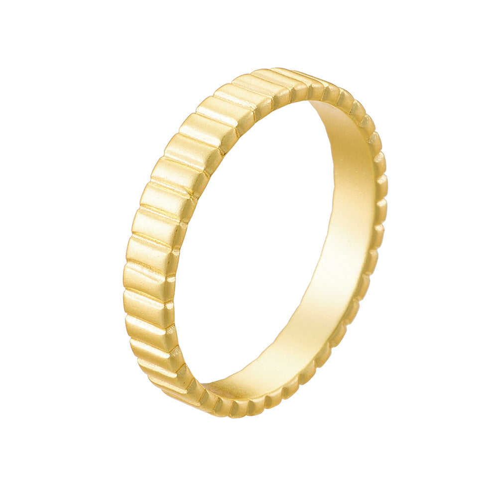 S925 Silver Modern Textured Band Ring - Unique Ins Style Aesthetic Accessory