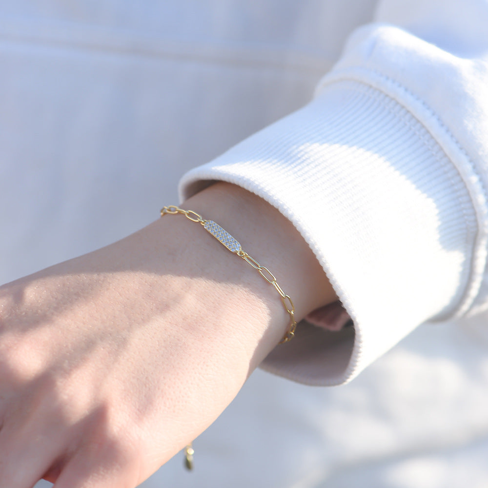 925 Sterling Silver Micro-Pave Zirconia Bracelet, Minimalist High-End Light Luxury Jewelry