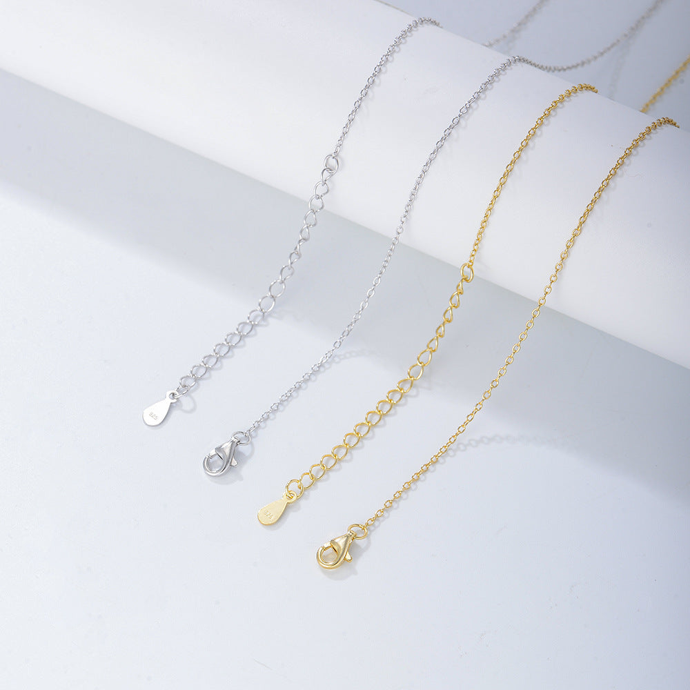 925 Sterling Silver Geometric Square Zirconia Pendant Necklace, Minimalist Jewelry