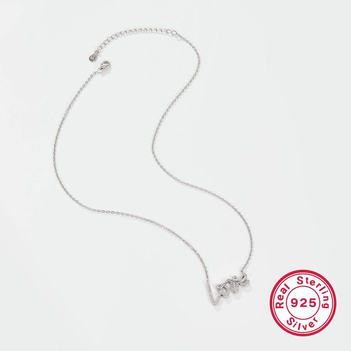 LOVE 925 Silver Necklace | Light Luxury Crystal Chain, Valentine's Gift