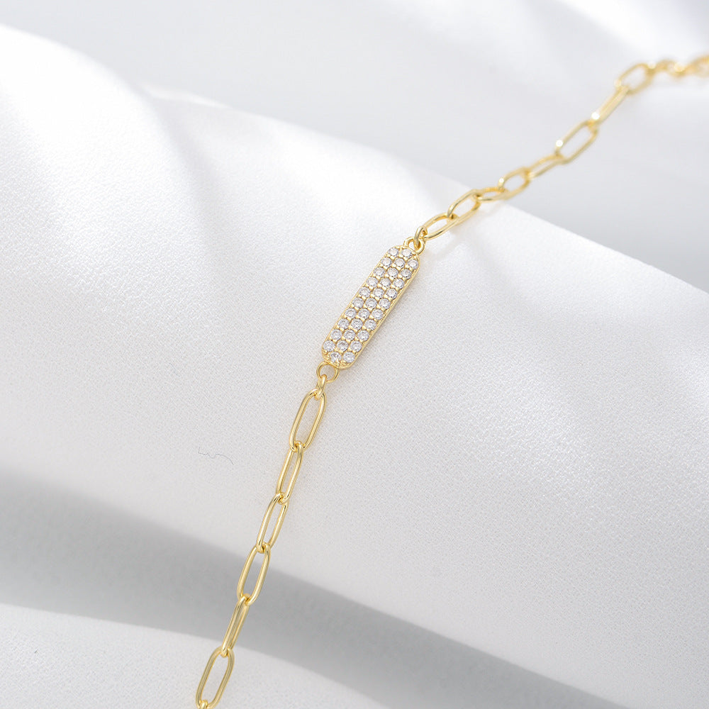 925 Sterling Silver Micro-Pave Zirconia Bracelet, Minimalist High-End Light Luxury Jewelry