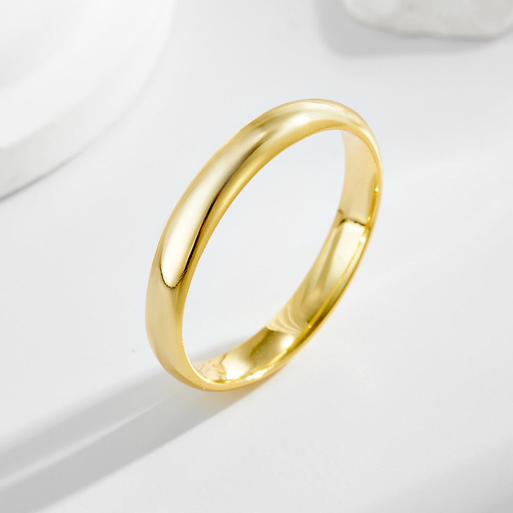 925 Sterling Silver 14K Gold Plated 3mm Plain Band Ring, Minimalist Sleek Hoop Jewelry