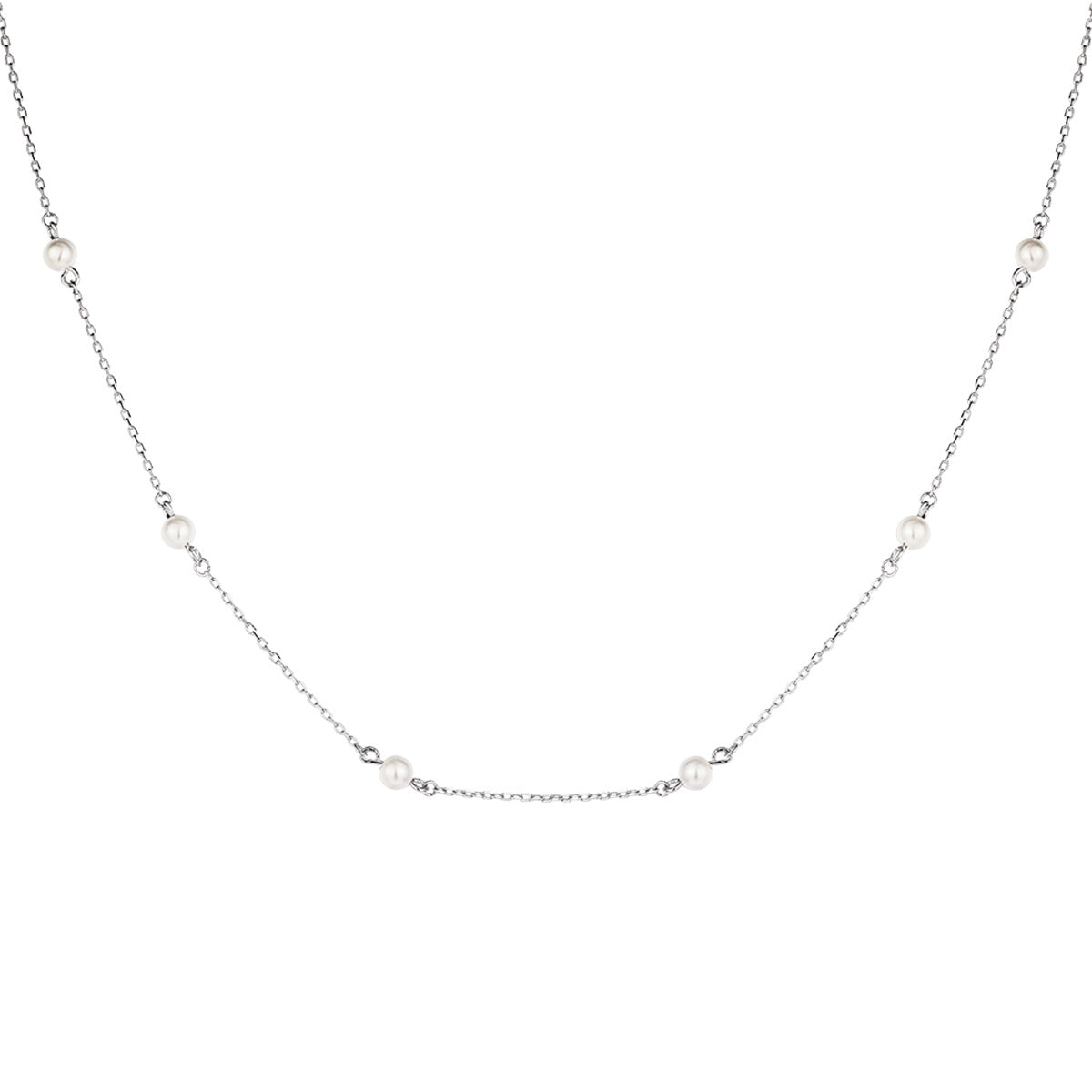 White Shell Pearl Choker - 925 Sterling Silver Minimalist Luxury Chain