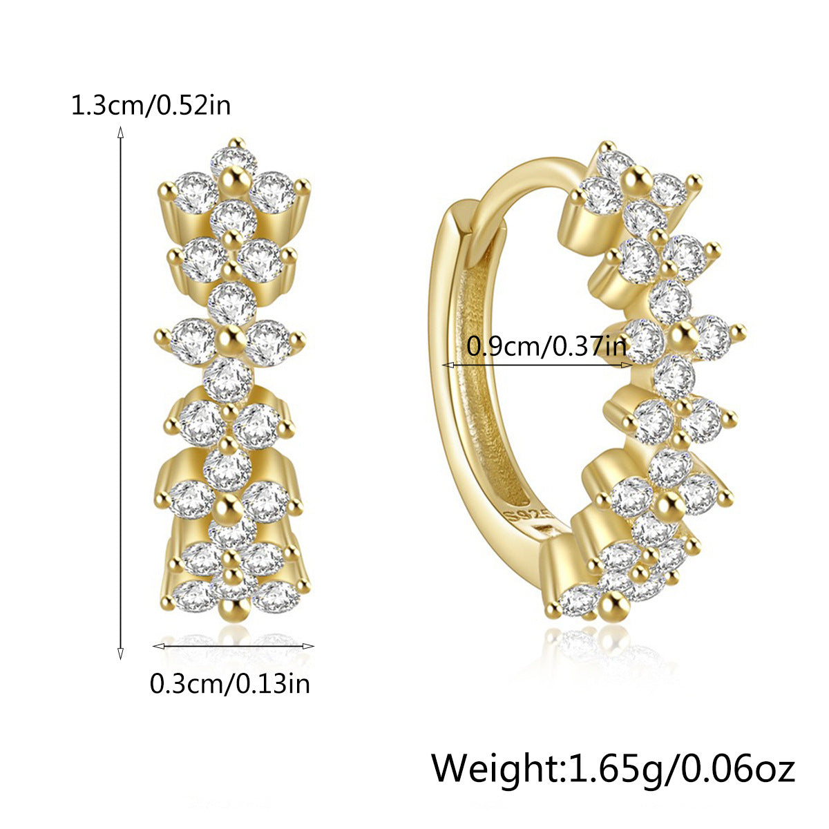 Diamond Hoop Earrings - S925 Silver Geometric Niche Ear Jewelry