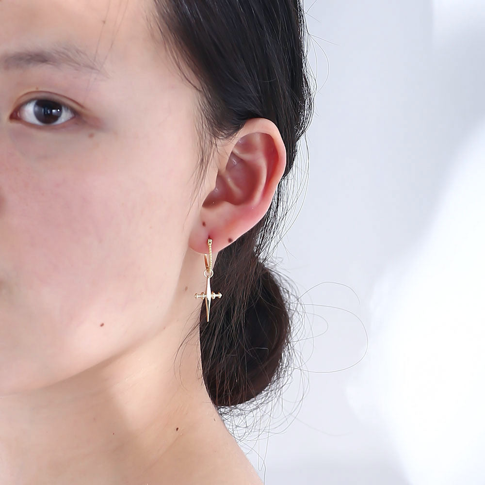 925 Sterling Silver Cross Huggie Hoop Earrings for Women