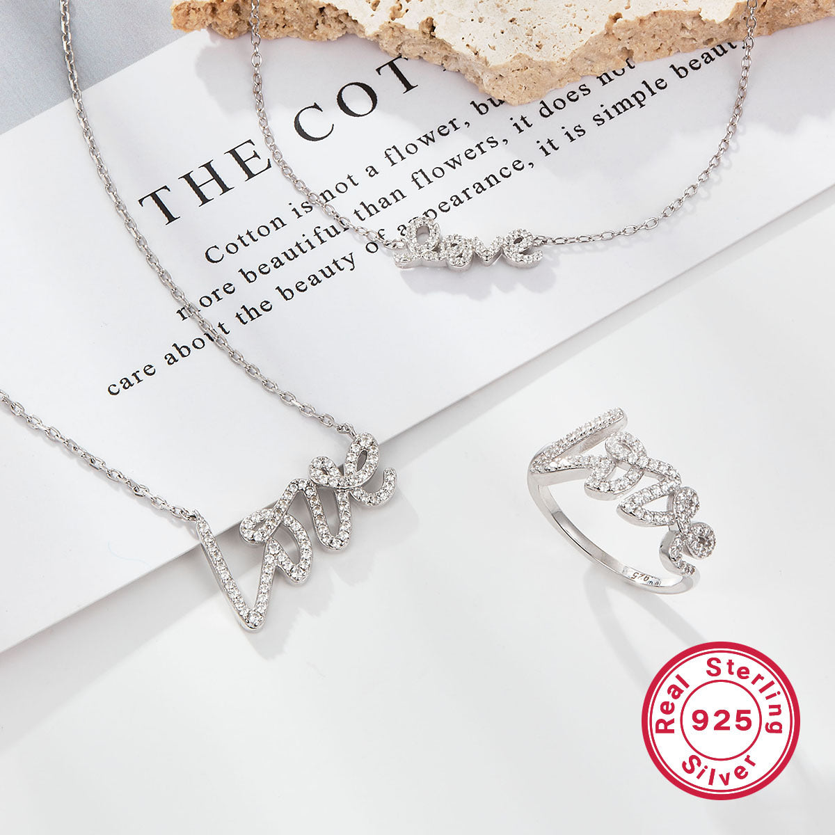 LOVE 925 Silver Necklace | Light Luxury Crystal Chain, Valentine's Gift