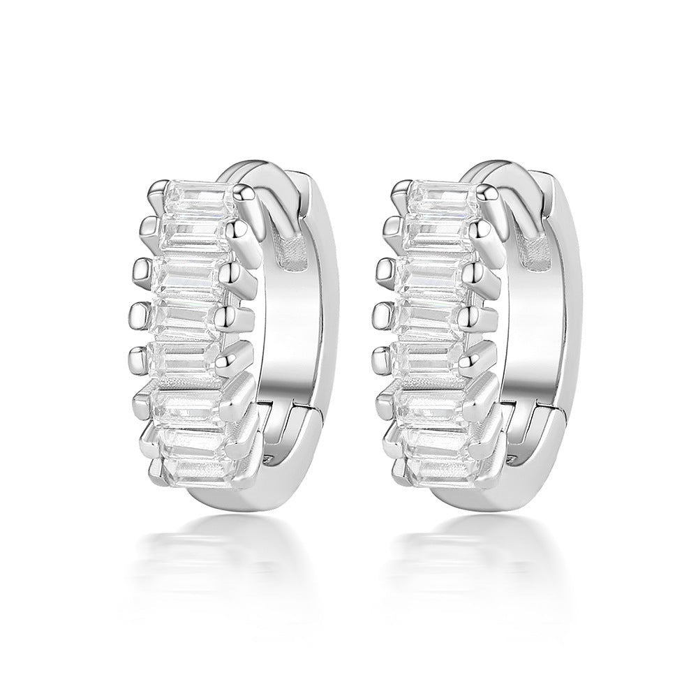Color Zircon Hoop Earrings - 925 Silver Dopamine Niche Jewelry