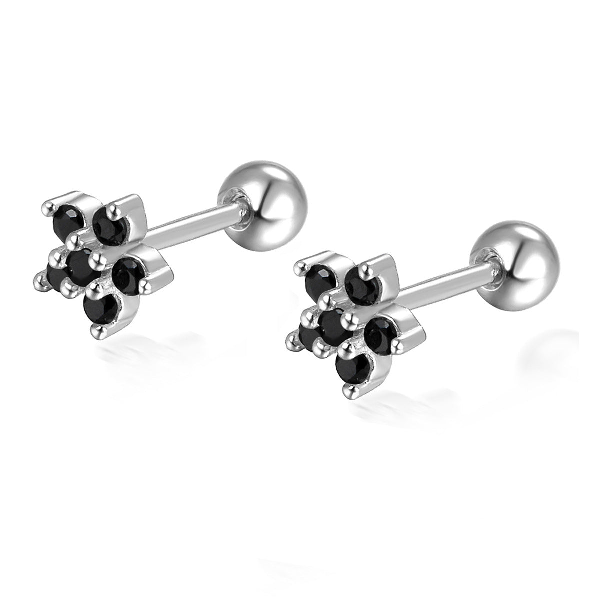 Flower Screw Earrings - 925 Silver Diamond Petal Jewelry Wholesale
