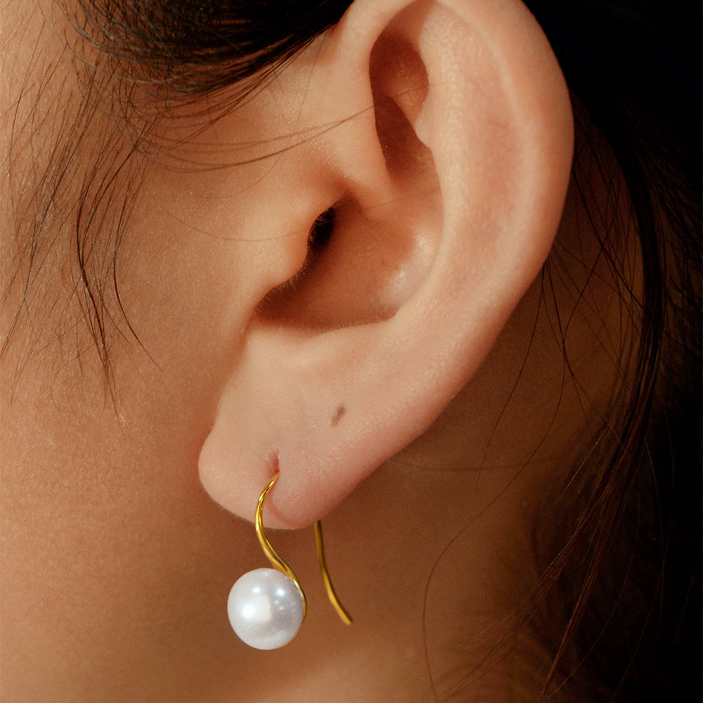 S925 Silver Freshwater Pearl Dangle Earrings - Creative High-Heel Aesthetic